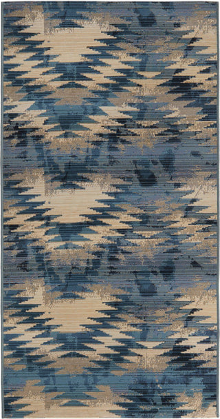 Unique Loom Outdoor Modern OWE-EDEN-4 Blue Area Rug Runner Top-down Image