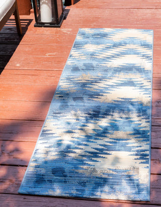 Unique Loom Outdoor Modern OWE-EDEN-4 Blue Area Rug Runner Lifestyle Image