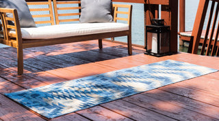 Unique Loom Outdoor Modern OWE-EDEN-4 Blue Area Rug Runner Lifestyle Image