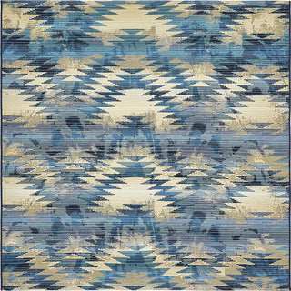 Unique Loom Outdoor Modern OWE-EDEN-4 Blue Area Rug Square Lifestyle Image