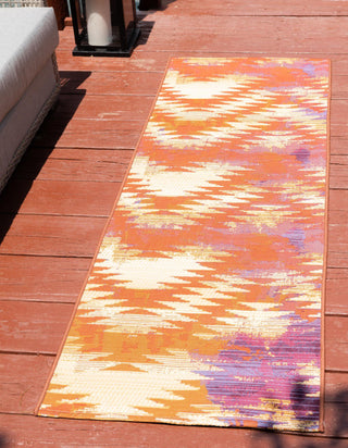 Unique Loom Outdoor Modern OWE-EDEN-4 Red Area Rug Runner Lifestyle Image