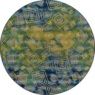 Unique Loom Outdoor Modern OWE-EDEN-5 Blue Area Rug Round Top-down Image