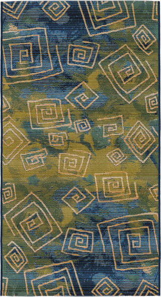 Unique Loom Outdoor Modern OWE-EDEN-5 Blue Area Rug Runner Top-down Image