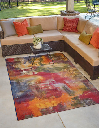 Unique Loom Outdoor Modern OWE-EDEN-94 Multi Area Rug Rectangle Lifestyle Image Feature