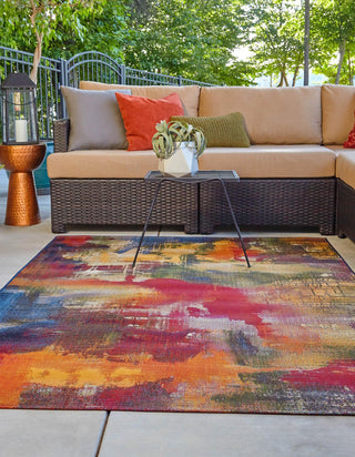 Unique Loom Outdoor Modern OWE-EDEN-94 Multi Area Rug Rectangle Lifestyle Image