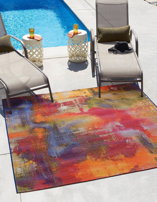 Unique Loom Outdoor Modern OWE-EDEN-94 Multi Area Rug Square Lifestyle Image