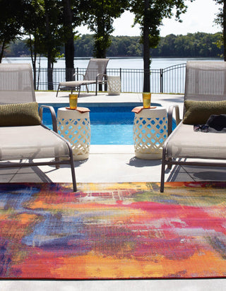 Unique Loom Outdoor Modern OWE-EDEN-94 Multi Area Rug Square Lifestyle Image