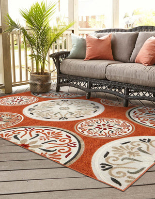 Unique Loom Outdoor Modern T-AHENK-LAGOS-F830 Terracotta Area Rug Rectangle Lifestyle Image