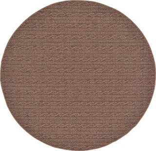 Unique Loom Outdoor Modern T-KOZA-K3030A Brown Area Rug Round Top-down Image