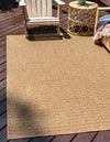 Unique Loom Outdoor Modern T-KOZA-K3030A Light Brown Area Rug Rectangle Lifestyle Image Feature