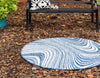 Unique Loom Outdoor Modern T-KZOD13 Blue Area Rug Round Lifestyle Image