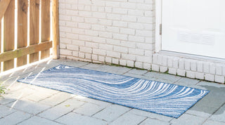 Unique Loom Outdoor Modern T-KZOD13 Blue Area Rug Runner Lifestyle Image