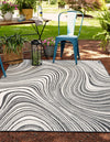 Unique Loom Outdoor Modern T-KZOD13 Charcoal Ivory Area Rug Rectangle Lifestyle Image