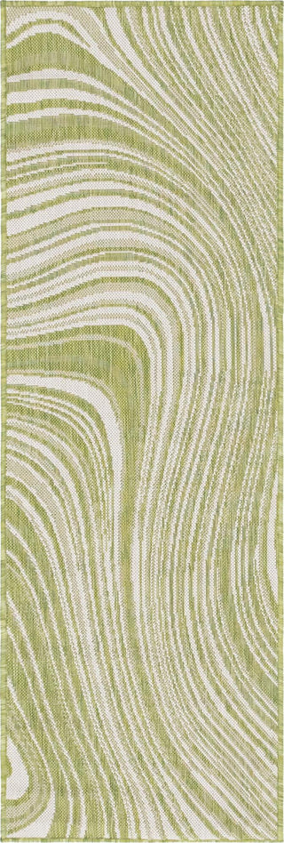 Unique Loom Outdoor Modern T-KZOD13 Green Area Rug Runner Top-down Image