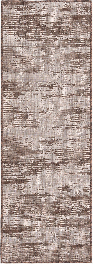 Unique Loom Outdoor Modern T-KZOD21 Brown Area Rug Runner Top-down Image