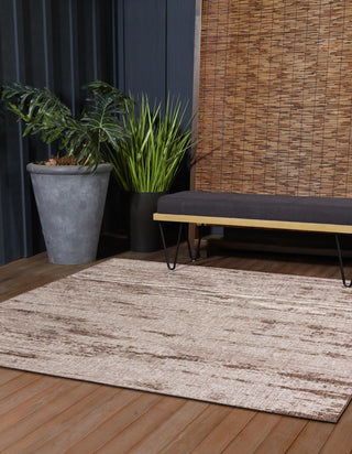 Unique Loom Outdoor Modern T-KZOD21 Brown Area Rug Square Lifestyle Image