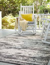 Unique Loom Outdoor Modern T-KZOD21 Charcoal Area Rug Rectangle Lifestyle Image