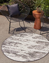 Unique Loom Outdoor Modern T-KZOD21 Charcoal Area Rug Round Lifestyle Image