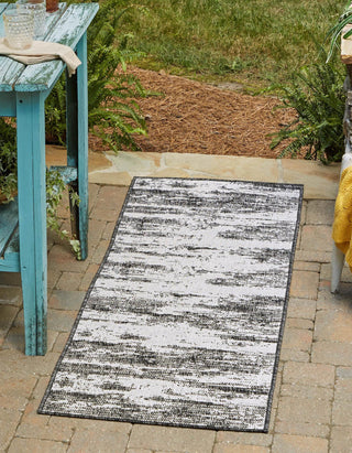 Unique Loom Outdoor Modern T-KZOD21 Charcoal Area Rug Runner Lifestyle Image