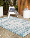 Unique Loom Outdoor Modern T-KZOD21 Teal Area Rug Rectangle Lifestyle Image