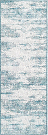 Unique Loom Outdoor Modern T-KZOD21 Teal Area Rug Runner Top-down Image