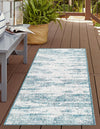 Unique Loom Outdoor Modern T-KZOD21 Teal Area Rug Runner Lifestyle Image