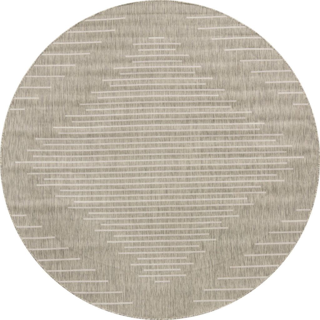 Unique Loom Outdoor Modern T-KZOD26 Gray Area Rug Round Lifestyle Image Feature