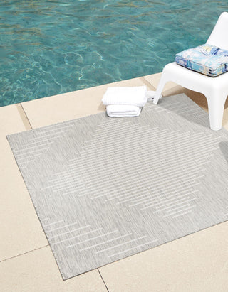 Unique Loom Outdoor Modern T-KZOD26 Gray Area Rug Square Lifestyle Image