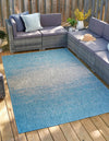 Unique Loom Outdoor Modern T-KZOD4 Aqua Area Rug Rectangle Lifestyle Image Feature