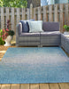 Unique Loom Outdoor Modern T-KZOD4 Aqua Area Rug Rectangle Lifestyle Image