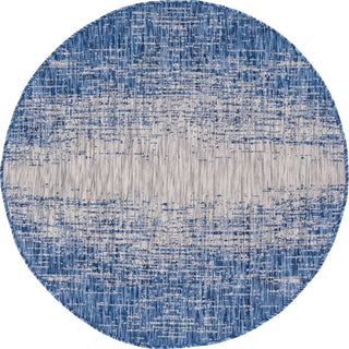 Unique Loom Outdoor Modern T-KZOD4 Blue Area Rug Round Top-down Image