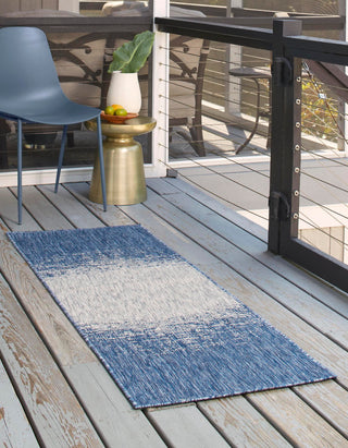 Unique Loom Outdoor Modern T-KZOD4 Blue Area Rug Runner Lifestyle Image