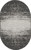 Unique Loom Outdoor Modern T-KZOD4 Charcoal Gray Area Rug Oval Top-down Image