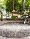 Unique Loom Outdoor Modern T-KZOD4 Charcoal Gray Area Rug Oval Lifestyle Image