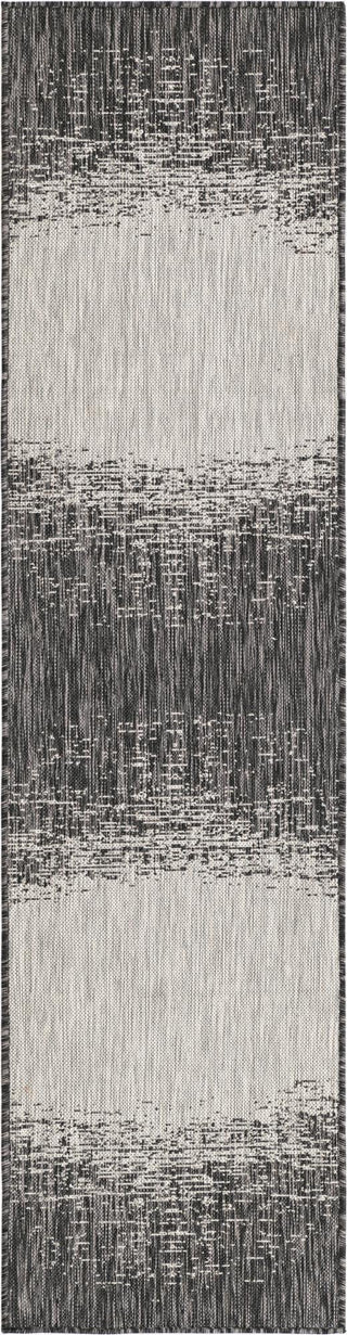 Unique Loom Outdoor Modern T-KZOD4 Charcoal Gray Area Rug Runner Top-down Image