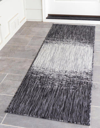 Unique Loom Outdoor Modern T-KZOD4 Charcoal Gray Area Rug Runner Lifestyle Image