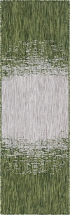 Unique Loom Outdoor Modern T-KZOD4 Green Area Rug Runner Top-down Image