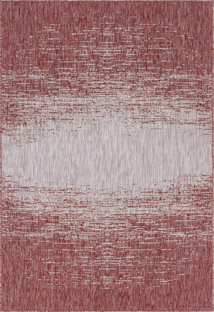 Unique Loom Outdoor Modern T-KZOD4 Rust Red Area Rug main image