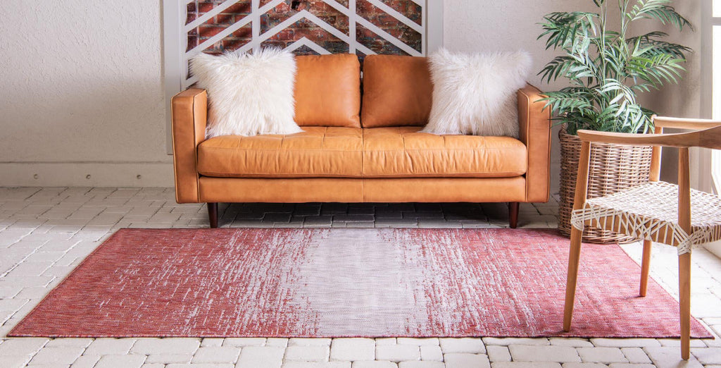 Unique Loom Outdoor Modern T-KZOD4 Rust Red Area Rug Rectangle Lifestyle Image Feature