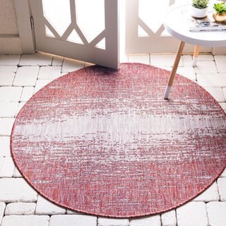 Unique Loom Outdoor Modern T-KZOD4 Rust Red Area Rug Round Lifestyle Image