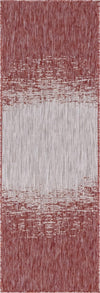 Unique Loom Outdoor Modern T-KZOD4 Rust Red Area Rug Runner Top-down Image