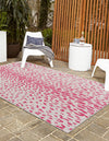 Unique Loom Outdoor Safari T-KZOD23 Pink Gray Area Rug Rectangle Lifestyle Image