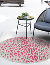 Unique Loom Outdoor Safari T-KZOD23 Pink Gray Area Rug Round Lifestyle Image