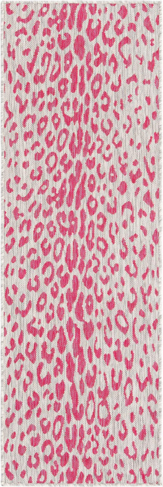 Unique Loom Outdoor Safari T-KZOD23 Pink Gray Area Rug Runner Top-down Image