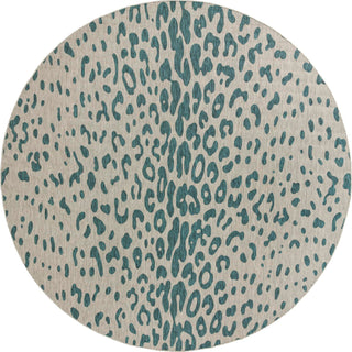 Unique Loom Outdoor Safari T-KZOD23 Teal Area Rug Round Top-down Image