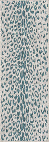 Unique Loom Outdoor Safari T-KZOD23 Teal Area Rug Runner Top-down Image