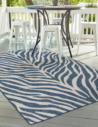 Unique Loom Outdoor Safari T-KZOD25 Blue Area Rug Rectangle Lifestyle Image