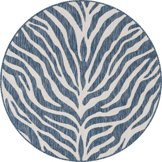 Unique Loom Outdoor Safari T-KZOD25 Blue Area Rug Round Top-down Image