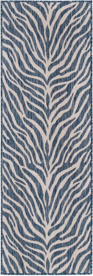 Unique Loom Outdoor Safari T-KZOD25 Blue Area Rug Runner Top-down Image