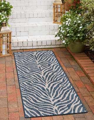 Unique Loom Outdoor Safari T-KZOD25 Blue Area Rug Runner Lifestyle Image